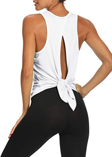 Bestisun Workout Tops for Women Womens Athletic Wear Yoga Shirts Workout Tanks Sleeveless Gym Tops Yoga Dance Clothes Tennis Running Shirts White M