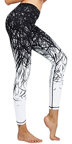 COOLOMG Women's Yoga Long Pants Compression Drawstring Running Tights Non See-Through Leggings Black Forest Adults X-Small(Youth Large)