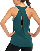 Load image into Gallery viewer, ICTIVE Womens Cross Backless Workout Tops for Women Racerback Tank Tops Open Back Running Tank Tops Muscle Tank Yoga Shirts (M, Dark Green)
