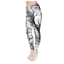 Load image into Gallery viewer, Kanora Black and White Seamless Workout Leggings - Women’s 3D Printed Tree Yoga Leggings, Tummy Control Running Pants (Tree, One Size)

