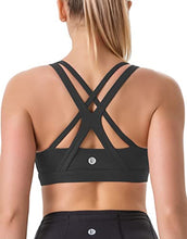 Load image into Gallery viewer, RUNNING GIRL Sports Bra for Women, Criss-Cross Back Padded Strappy Sports Bras Medium Support Yoga Bra with Removable Cups(2825 Black L)
