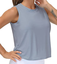 Load image into Gallery viewer, Ice Silk Workout Tops for Women Quick Dry Muscle Gym Running Shirts Sleeveless Flowy Yoga Tank Tops (Blue, Medium)
