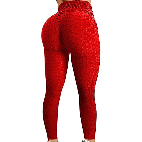Colorful Womens Yoga Pants High Waist Workout Leggings Running Pants A1-red S