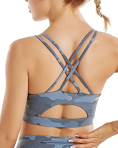 RUNNING GIRL Strappy Sports Bra for Women Sexy Crisscross Back Light  Support Yoga Bra with Removable Cups 
