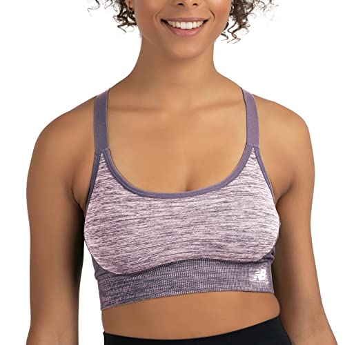 New Balance Women s Racerback Seamless Heather Mid Impact Adjustable Sport Bra with Removable Pads The Home Fitness Corp