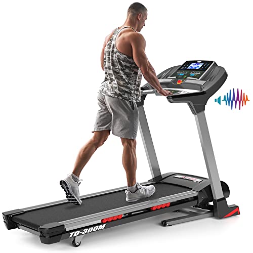 Treadmill 300+ lb Capacity with 15% Auto Incline, 0-10 MPH 3.5 HP Fitness Folding Treadmill for Home, Walking Running Cardio Machine with Audio Speaker, 12 Exercise Programs, Shock Absorb