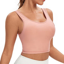 Load image into Gallery viewer, BBYDBY Sports Bras, Longline Crop Tank Tops Fitness Workout Running Cami Pink Large
