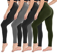 Load image into Gallery viewer, 4 Pack High Waisted Leggings for Women- Soft Tummy Control Slimming Yoga Pants for Workout Running Reg &amp; Plus Size
