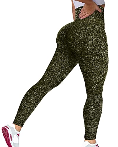 Murandick Textured Leggings for Women Scrunch High Waist Textured Yoga Workout Pants - Dazzle Green