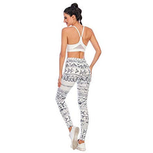 Load image into Gallery viewer, White Aztec Seamless Workout Leggings - Women’s Grey Yoga Leggings, Tummy Control Running Pants (Grey Ice, One Size)
