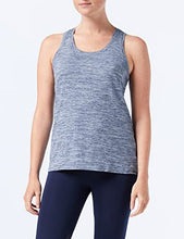 Load image into Gallery viewer, Amazon Essentials Women&#39;s Tech Stretch Relaxed-Fit Racerback Tank Top, Pack of 2, Black Heather/Navy Heather, Small
