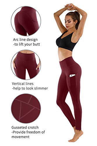 PHISOCKAT 2 Pack High Waist Yoga Pants with Pockets, Tummy Control