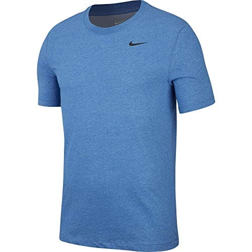 Nike Men's Dry Tee Drifit Cotton Crew Solid, Light Game Royal Heather/Black, Small