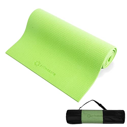 Primasole Yoga Mat with Carry Strap for Yoga Pilates Fitness and Floor Workout at Home and Gym 1/3 thick (Lime Green Color) PSS91NH047A