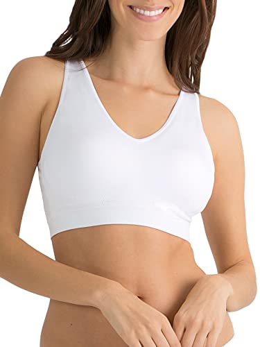 Fruit of the Loom Women's Seamless Pullover Bra with Built-in Cups, White, L