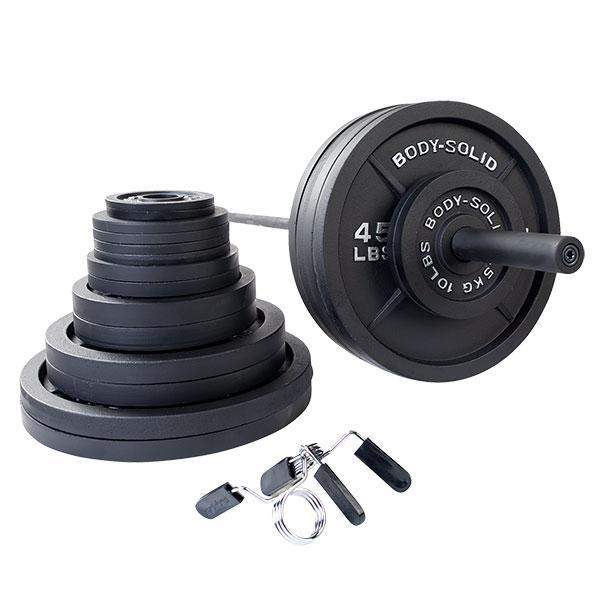 500lb. Cast Iron Olympic Weight Set with 7' Olympic bar and collars - The Home Fitness Corp