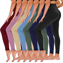 Load image into Gallery viewer, TNNZEET 7 Pack High Waisted Leggings for Women - Buttery Soft Workout Running Yoga Pants
