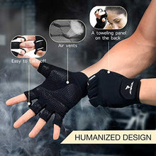 Load image into Gallery viewer, ATERCEL Workout Gloves for Men and Women, Exercise Gloves for Weight Lifting, Cycling, Gym, Training, Breathable and Snug fit (Black, L)
