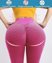 Load image into Gallery viewer, AIMILIA Butt Lifting Anti Cellulite Leggings for Women High Waisted Yoga Pants Workout Tummy Control Sport Tights - Y-tight-pink
