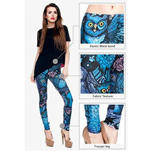 Load image into Gallery viewer, Middle Waisted Seamless Workout Leggings - Women’s Mandala Printed Yoga Leggings, Tummy Control Running Pants (Owl Blue, Plus Size)
