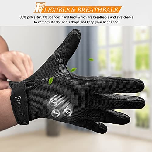 FREETOO Full Finger Workout Gloves for Men Excellent Grip Palm Protection Padded Weightlifting Gloves Lightweight Gym Gloves Durable Training Gloves for Exercise Fitness NO Touch Screen The Home Fitne...