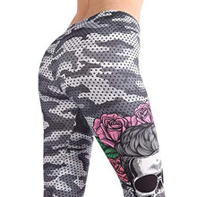 Load image into Gallery viewer, Kanora Middle Waisted Seamless Workout Leggings - Women’s Mandala Printed Yoga Leggings, Tummy Control Running Pants (Camouflage Skull, One Size), Medium

