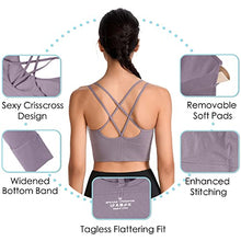 Load image into Gallery viewer, Evercute Cross Back Sport Bras Padded Strappy Criss Cross Cropped Bras for Yoga Workout Fitness Low Impact
