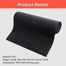 Load image into Gallery viewer, Primasole Yoga Mat with Carry Strap for Yoga Pilates Fitness and Floor Workout at Home and Gym 1/4 thick (Black Color) PSS91NH004A
