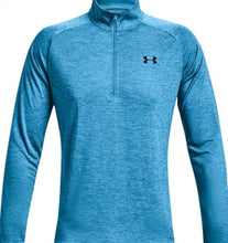 Load image into Gallery viewer, Under Armour Men&#39;s Tech 2.0 1/2 Zip-up T-Shirt (X-Large Tall, Radar Blue/Black - 422)
