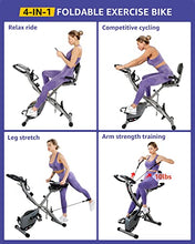 Load image into Gallery viewer, Barwing 16-8-2-3 Stationary Spin Exercise Bike for Home | 4 IN 1 Foldable Indoor Workout Cycling Bike for Seniors| 300 LB Capacity | More Magnetic Resistance Seat Backrest Adjustments | Value Gift for Seniors

