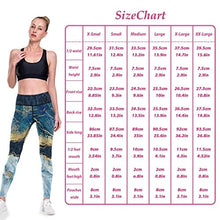 Load image into Gallery viewer, visesunny High Waist Yoga Pants with Pockets Blue Marble Pattern Gold Foil Glitter Decor Buttery Soft Tummy Control Running Workout Pants 4 Way Stretch Pocket Leggings
