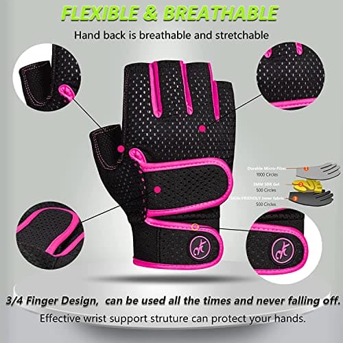 Sunnex Gym Gloves for Women, Workout Gloves Women, Fingerless Gloves for  Weightlifting, Lightweight Breathable Fitness Gloves, Sports Gloves for