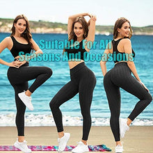 Load image into Gallery viewer, AIMILIA Textured Anti Cellulite Leggings for Women High Waisted Yoga Pants Workout Tummy Control Sport Tights Black
