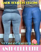 Load image into Gallery viewer, FITTOO Women&#39;s High Waist Yoga Pants Tummy Control Scrunched Booty Leggings Workout Running Butt Lift Textured Tights Peach Butt Blue
