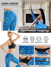 Load image into Gallery viewer, COOLOMG Women&#39;s Yoga Running Pants Printed Compression Leggings Workout Tights Hidden Pocket Waves Small
