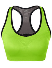 Load image into Gallery viewer, Match Womens Sports Bra Wirefree Seamless Padded Racerback Yoga Bra for Workout Gym Activewear with Removable Pads #001(1 Pack of 3(Bright Green-Gray Brown-Sky Blue),S)
