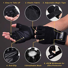 Load image into Gallery viewer, Trideer Padded Workout Gloves for Men - Gym Weight Lifting Gloves with Wrist Wrap Support, Full Palm Protection &amp; Extra Grips for Weightlifting, Exercise, Cross Training, Fitness, Pull-up

