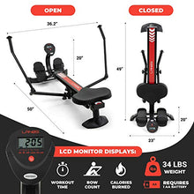 Load image into Gallery viewer, Lanos Hydraulic Rowing Machine | Adjustable Resistance | Rowing Machines for Home Use | LCD Monitor | Compact for Home Workout | Tone Muscle Improve Heart Health
