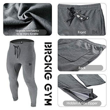 Load image into Gallery viewer, BROKIG Mens Zip Joggers Pants - Casual Gym Fitness Trousers Comfortable Tracksuit Slim Fit Bottoms Sweatpants with Pockets (Small, Dark Grey)
