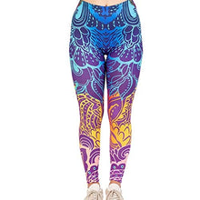 Load image into Gallery viewer, High Waisted Seamless Workout Leggings - Women?s Mandala Printed Yoga Leggings, Tummy Control Running Pants, Blue, One Size
