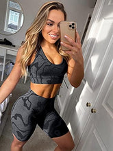 Load image into Gallery viewer, GXIN Women&#39;s Workout 2 Piece Outfits High Waist Running Shorts Seamless Gym Yoga Sports Bra Grey
