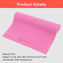 Load image into Gallery viewer, Primasole Yoga Mat with Carry Strap for Yoga Pilates Fitness and Floor Workout at Home and Gym 1/4 thick (Azalea Pink Color) PSS91NH004A

