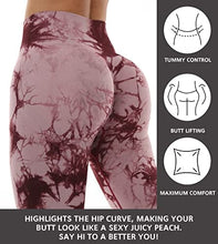Load image into Gallery viewer, NORMOV Butt Lifting Workout Leggings for Women, Seamless High Waist Gym Yoga Pants Tie Dye Red
