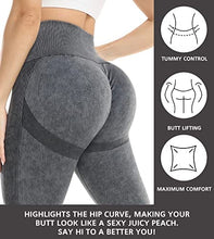 Load image into Gallery viewer, NORMOV Butt Lifting Workout Leggings for Women,Seamless High Waist Gym Yoga Pants Wash Black

