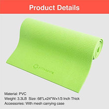 Load image into Gallery viewer, Primasole Yoga Mat with Carry Strap for Yoga Pilates Fitness and Floor Workout at Home and Gym 1/3 thick (Lime Green Color) PSS91NH047A
