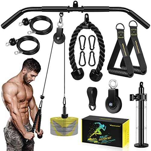 VAVOSPORT Fitness LAT and Lift Pulley System Gym - Upgraded LAT