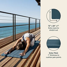 Load image into Gallery viewer, Retrospec Solana Yoga Mat 1&quot; Thick w/Nylon Strap for Men &amp; Women - Non Slip Exercise Mat for Home Yoga, Pilates, Stretching, Floor &amp; Fitness Workouts - Ocean Blue
