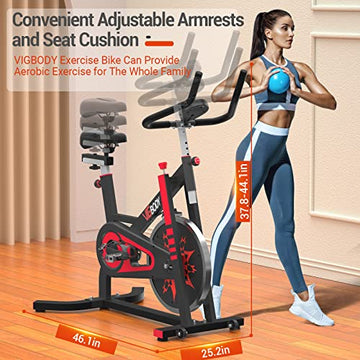 Vigbody exercise bike stationary indoor cycling bike best sale for home gym workout upright belt drive bike