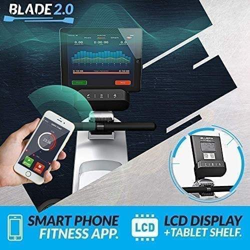 Bluefin Fitness BLADE Home Gym Foldable Rowing Machine Magnetic Resistance Rower 8 x Tension Levels Smooth Belt Drive LCD Digital Fitness Console Smartphone App Black Grey Silver The Home Fitness Corp