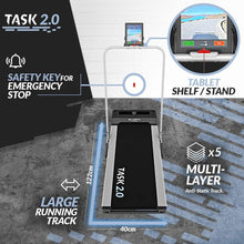 Load image into Gallery viewer, Bluefin Fitness TASK 2.0 2-in-1 Folding Under Desk Treadmill | Home Gym Office Walking Pad | 8 Km/h | Joint Protection Tech | Smartphone App | Bluetooth Speaker | Compact Walking / Running Machine - The Home Fitness Corp
